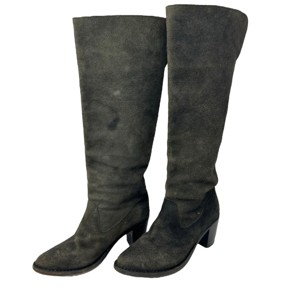 Giorgio Brato Leather Tall Knee High Black Distressed Heel Boots